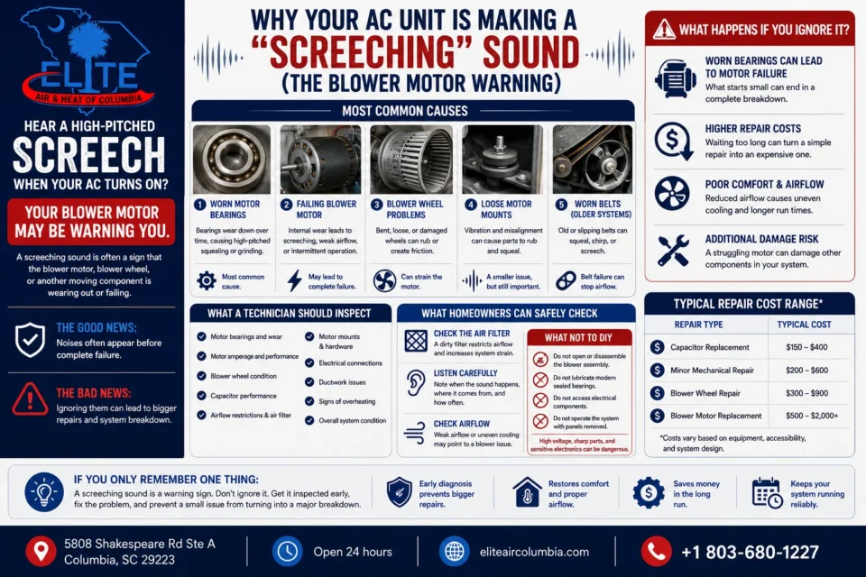 Why Your AC Unit Is Making a "Screeching" Sound (The Blower Motor Warning)