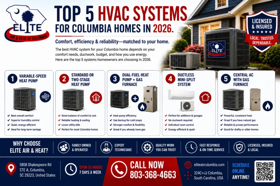 Top 5 HVAC Systems for Columbia homes in 2026.